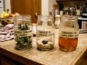 Three jarred specimens, labels intact, from estate sale