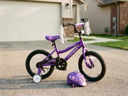 Kid's bike, purple, training wheels, barely used